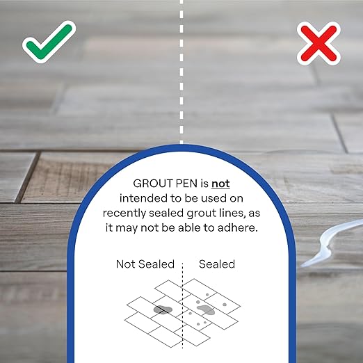 Grout Pen Dark Grey Tile Grout Paint Marker: Waterproof Tile Grout Paint Pen Colorant, Grout Shine Touch Up & Renew - Dark Grey, Wide 15mm Tip (20mL)
