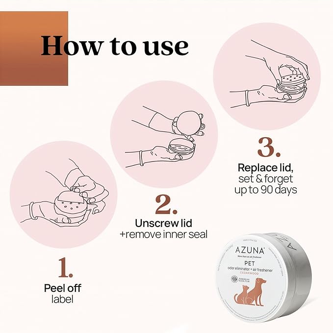Azuna Pet Odor Eliminator for Strong Odor Gel | Plant Powered Australian Tea Tree Oil | Dog and Cat Room Deodorizer | Pet and Child Friendly | Cedarwood Scent | 8oz Pod