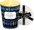 HomeLights Scented Candles for Women & Men, 6.7oz Candle Jars Aromatherapy Single Wick Candle, Ideal for Bohemian Natural Textures Home Decor and Gifts, White Jasmine Tuberose