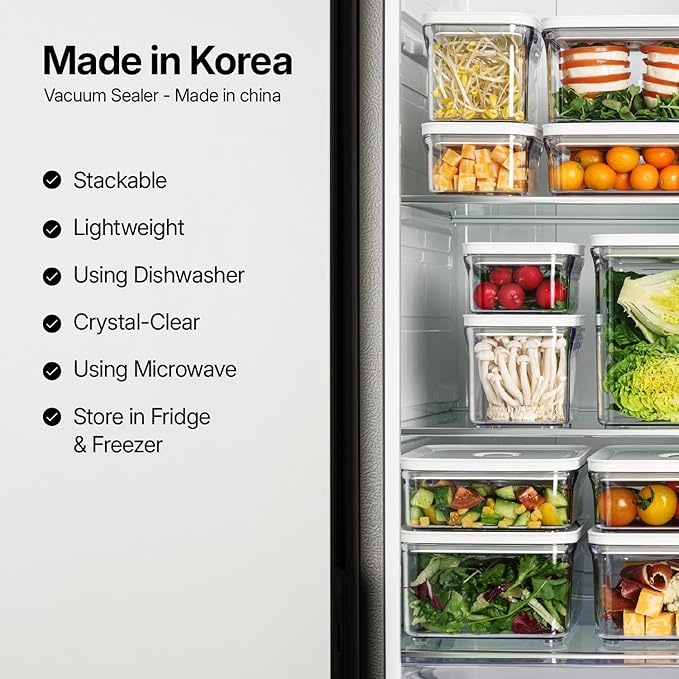 VAKUEN Premium Airtight Food Storage Containers, Rectangular 2PC-SET(2.11qt), Smart One-Click Seal Lid, 100% Leak Proof, Keep Food Fresh Longer, BPA-FREE, Dishwasher/Freezer & Microwave Safe