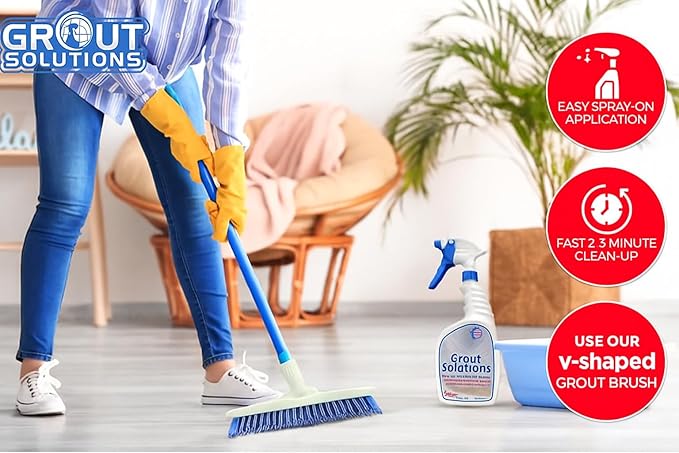 Grout Solutions Professional-Grade Grout Cleaner for Tile, Ceramic, Porcelain & Marble – Acid-Free Formula for Safe, Deep Cleaning and Stain Removal