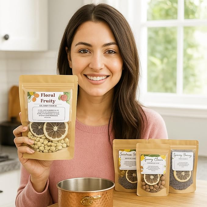 Siifert 4 Set Spring Clean Potpourri Bags Stovetop Simmering Mix Potpourri Instruction and Sticker Floral Fruity Cinnamon Natural Air Freshener Sachet for Party Craft DIY Gift Housewarming Hostess