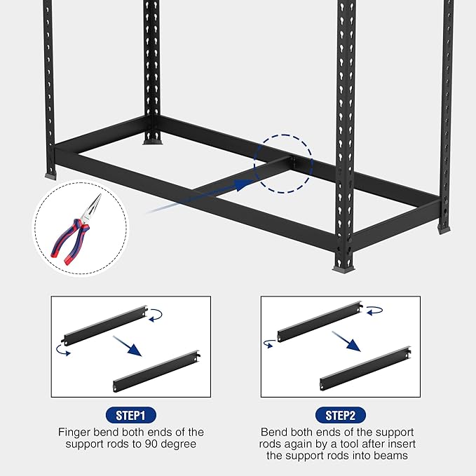WORKPRO 5-Tier Steel Shelving Unit-Black, 35-3/10”W x 17-1/2”D x 72”H, Adjustable Storage Rack, Heavy Duty Shelf with MDF Board, 1650 lbs Load Capacity (Total) for Garage, Basement, Warehouse, Kitchen