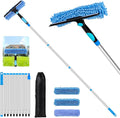 152'' Window Cleaning Kit, 2 in 1 Window Squeegee with Extension Poles, Window Cleaner Tools for Indoor/Outdoor High Window, Car, Glass