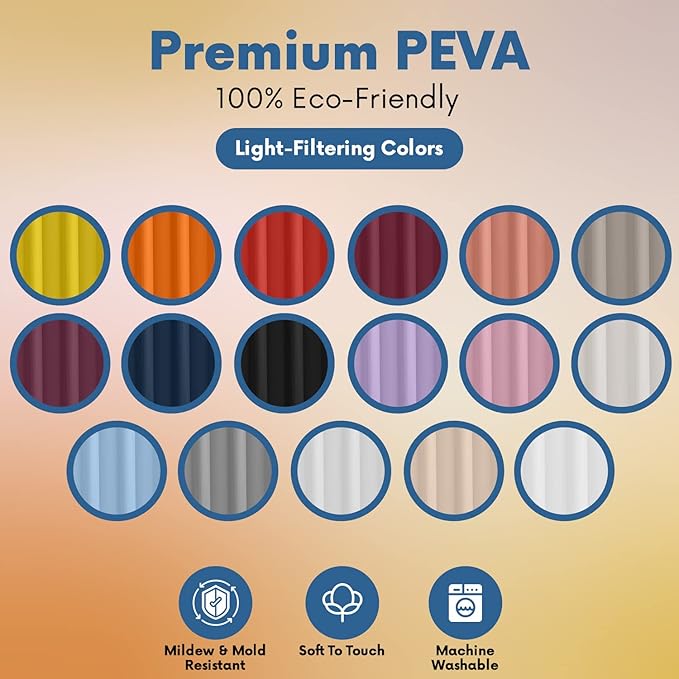 Premium Shower Curtain Liner, 72"W X 72"H - PVC-Free, 6G PEVA Shower Curtain with 12 Rust Proof Grommets And Magnet-weighted Bottom Hem - Moisture Stain Proof Shower Curtain Liner - Frosted