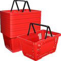 12 Pcs Shopping Baskets 20 L Plastic Store Retail Baskets with Handles 16.9 * 11.8 * 9.1 Inches for Market Grocery Supplies Thrift Convenience Storage(Red)