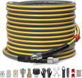 TUTULUCK Sewer Jetter Kit for Pressure Washer, 5800PSI Drain Cleaner Hose 1/4 Inch NPT Corner,Showerhead,Rotating rotates,Mushroom Nose,Corner sewer nozzle(50FT)