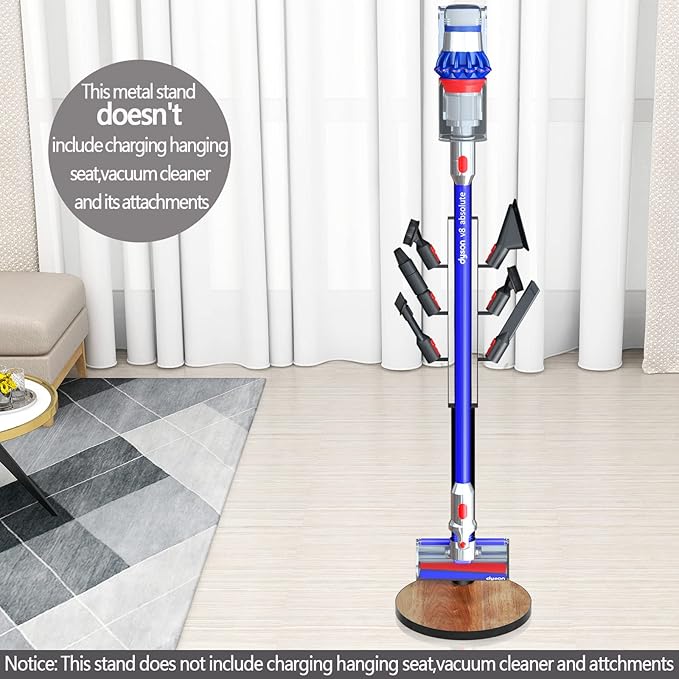 Docking Station Holder Freestanding Vacuum Stand Rack Compatible with V15 Detect, V11 V10 V8 V7 V6 Cordless Vacuum Cleaners, Floor Docking Station Metal Organizer Bracket with 6 Hooks