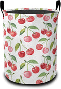 Cute Cherry Laundry Hamper Large Canvas Fabric Lightweight Storage Basket/Dirty Clothes Collapsible Waterproof for College Dorms, Boys and Girls Bedroom,Bathroom