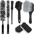 DEPOTA 7PCS Wheel Cleaner Brush Kit, Tire Brushes, Rim Cleaner Brush,Car Detailing Brushes, Tire Shine Applicator Pad, Car Wash Tools for Wheels and Tires No Spatter
