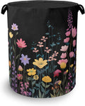 Vintage Wildflowers Laundry Basket,Garden Herb Oxford Cloth Laundry Hamper with Handle Foldable Portable Clothes Storage Basket for Bathroom Bedroom Dorm Room 16" x 20.8"