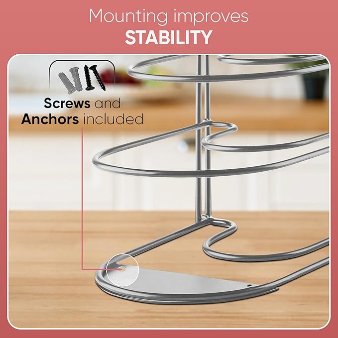 Extreme Matters Heavy-Duty Pots and Pans Organizer | 5-Tier Cookware & Lid Storage Rack | Free-Standing or Wall-Mount | Kitchen Organizer for Cast Iron Skillets, Pots, Frying Pans, Lids | Chrome