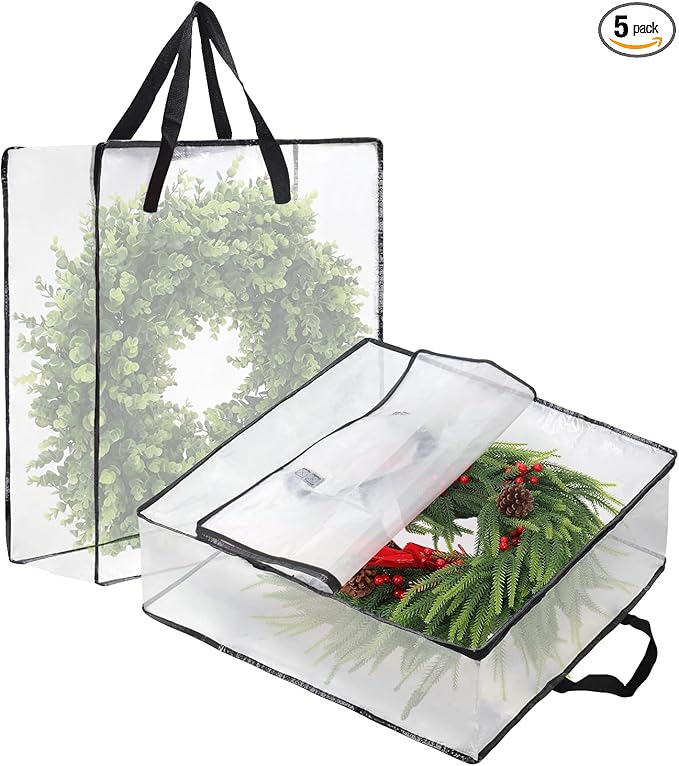 Wreath Storage Bag 2 Packs, 26 Inches 95 L Wreath Storage Container for Home Storage, Storage Bag for Spring Summer Christmas Wreath Decorations or Clothing Blanket Comforters Bed Sheets Pillows