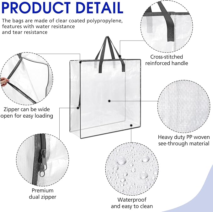 8 Pcs Clear Wreath Storage Bags 26 Inch Christmas Decoration Garland Container Door Garland Holiday Wreath Storage Holder with Handle and Zipper Heavy Duty Plastic Packing Totes(Gray)