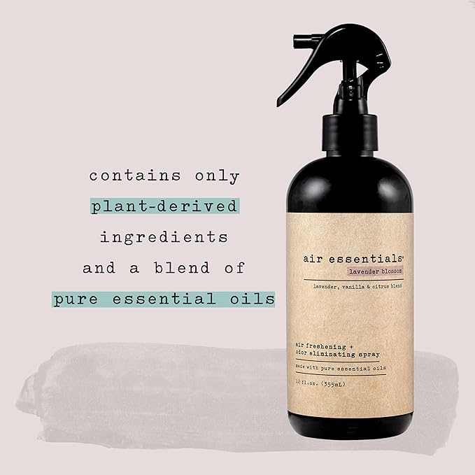 Air Essentials 12 oz Air Freshener & Odor Eliminator Spray - Neutralize Odors from Smoke, Pets, Food & Garbage in Homes, Offices & Cars - Made with Clean Essential Oils (Lavender Blossom, 2-Pack)