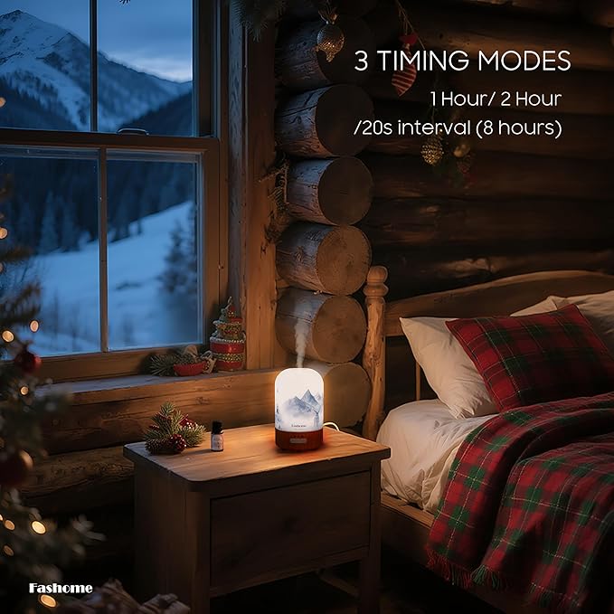 Essential Oil Diffuser Hand Blown Glass, 100ml Small Aromatherapy Diffuser, Auto Shut-Off Function, Ultrasonic Diffusers for Essential Oils, Cool Mist Humidifier with Warm White Lights (Lavender)