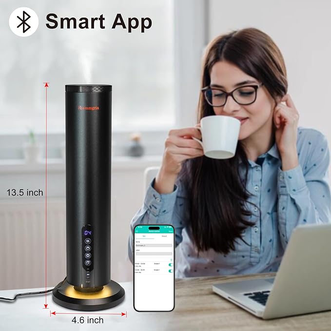 Air Diffuser Bluetooth Waterless Essential Oil Aromatherapy Diffuser with Timer, 1200 Sq Ft Coverage Fit for Home, Office, Bedroom & Spa-Black