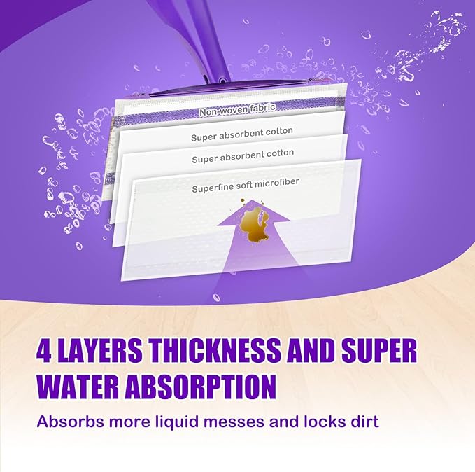 80 Count WetJet Pads Refill Compatible with Swiffer WetJet Spray Mop, Wet Jet Mopping Pads for All Purpose Multi Surface Hardwood Floor Cleaning, 4 Layers Thickened and Super Absorbent.