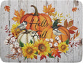 Hello Fall Dish Drying Mat for Kitchen Counter 18x24 Inch Orange Pumpkin Absorbent Drying Pad with Hanging Loop Autumn Home Decoration