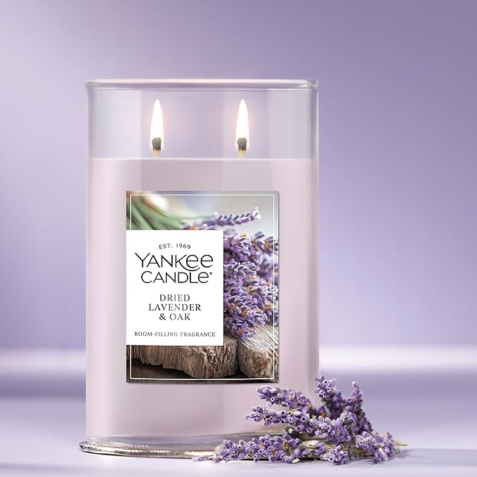 Yankee Candle Large Tumbler Scented Candle with up to 80 Hour Burn Time, Premium Plant Wax Blend for Consistent Burn, 20 oz Tumbler Candle with Room Filling Fragrance, Dried Lavender & Oak