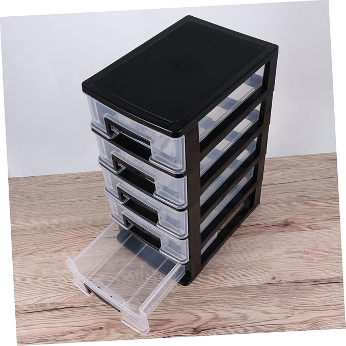 Desktop Storage Bins Dresser Set Clear Container Plastic Organizer Drawers Desktop Drawer Case Plastic Storage Bins with Drawers Storage Rack Locker Storage Box Paper