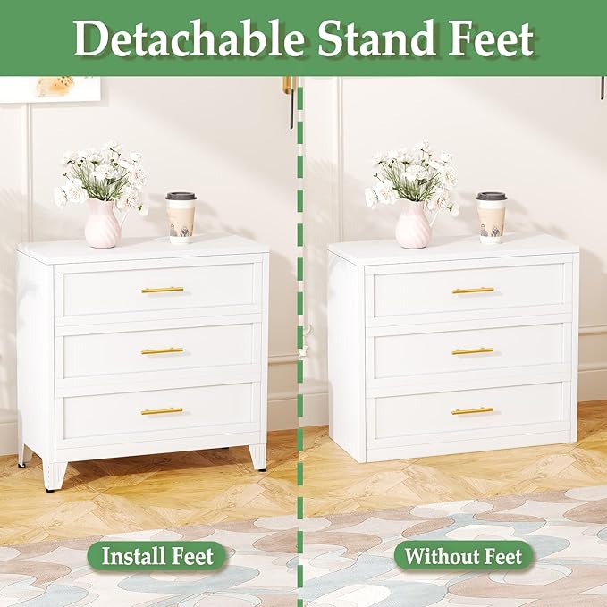 Metal Dresser Tall White Dresser for Bedroom Chest,53.54" H White Drawer Chest, Closet Dressers & Chests of Drawers for Living Room, Hallway (5 Drawers Rounded Corners)