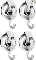 Suction Cup Hooks for Shower, Bathroom, Kitchen, Glass Door, Mirror, Tile – Loofah, Towel, Coat, Bath Robe Hook Holder for Hanging – Waterproof Wreath Hanger (4, Silver)