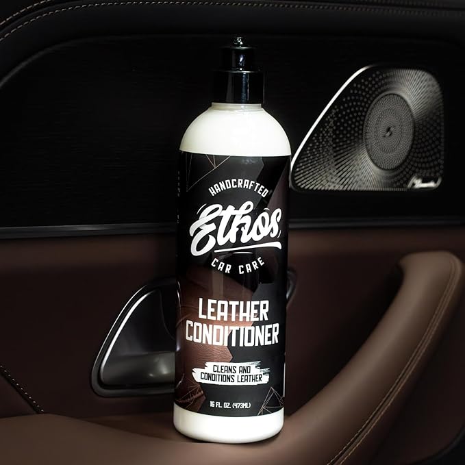 Ethos Car Leather Cleaner and Conditioner 16oz – Leather Seat Cleaner & Conditioner with UV Protection for Car Interior, Couch, Jacket, Boots – Cleans and Conditions Vinyl & Plastic Surfaces