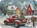 Christmas Dish Drying Mat for Kitchen Counter 24x18 Inch Xmas Red Truck Drying Mat with Absorbent Reversible Microfiber House Snowman Winter Dish Drainer Mats Rack Pad for Coffee Countertop Protector