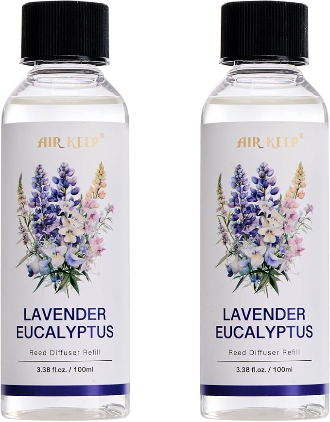 Airkeep Reed Diffuser Oil Refill/Lavender Eucalyptus/3.38 oz(100ml)/2 Pack/Scented Oil Refill for Reed Diffuser Home Fragrance for Bedroom, Bathroom Office Home Decor