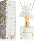 Cocorrína Reed Diffuser Set,6.7oz (200ml) Sandalwood Rose Scented Diffuser with 3 White Rose Foam Flowers & Cotton Sticks, Home Fragrance Reed Diffuser for Bathroom Shelf Decor