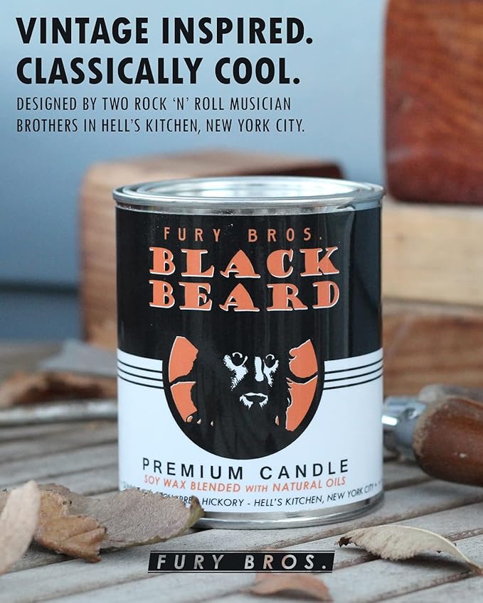Long-Burning, One-Pint Premium Candles for Men | Vintage Inspired Oil Can Design | Arrowhead - Smoked Tonka & Pipe Tobacco | Soy Wax, Vegan Friendly, Made in The USA | Fury Bros. | Classically Cool