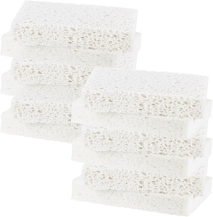 M METERXITY 12-Pack Kitchen Sponges, Condense Eco Cellulose Non-Scratch Scrub Heavy Sponge for Kitchen/Household/Bathroom, Clean Tough Messes Dish Scrubber [White]