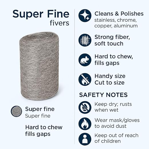 Steel Wool #0000 Grade Pads, 60 Pack – Flexible Cut to Size Wire Wool for Glass Shower Door Hard Water Removal, Chrome & Stainless Steel Polishing, Weep Hole Gap Filler, Mice Control & Rodent Barrier