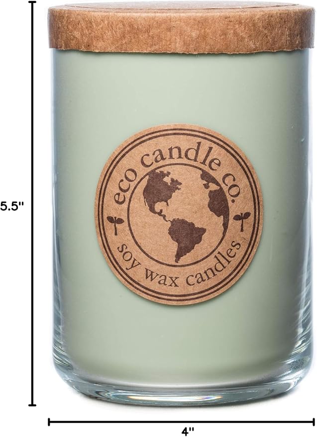 ECO CANDLE CO. Recycled Candle, Mother Earth, 26 oz. - Scents of Grass, Hay, Cypress, Patchouli, Sandalwood, & Tonka Bean - 100% Soy Wax, No Lead, Kraft Paper Label & Lid, Hand Made, Midwest Soybeans