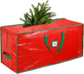Christmas Tree Storage Bag, For 7.5ft Disassembled Xmas Tree, Heavy Duty Christmas Tree Storage Bag with Sturdy Handles, Tag Card Slot, Zipper, Dust-Resistant and Water-Resistant（Red）