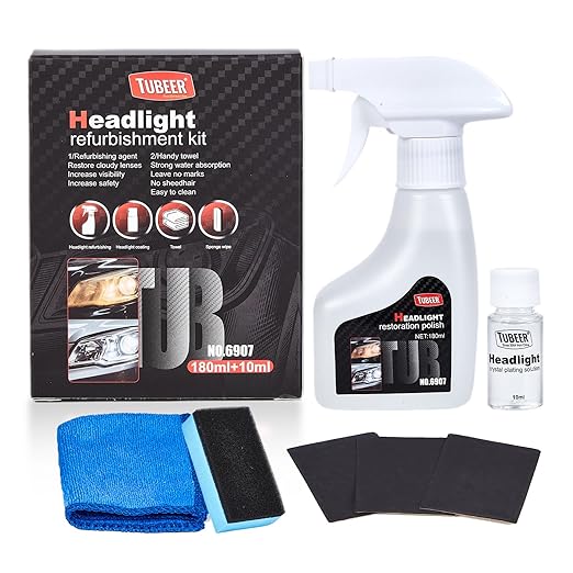 Headlight Restoration Kit - Restores Yellowed, Oxidized & Hazy Headlights to Crystal-Clear Clarity | Advanced UV Protection Sealant | No Power Tools Required, All-in-One DIY Kit for Safer Driving