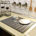 Hopegiver Dark Gray Stone Drying Mat for Kitchen Counter, 24"x16" Engraved Design Quick Dry Stone Mat, Super Absorbent Diatomaceous Earth Dish Drying Mat for Kitchen Bathroom, with Sanding Tools