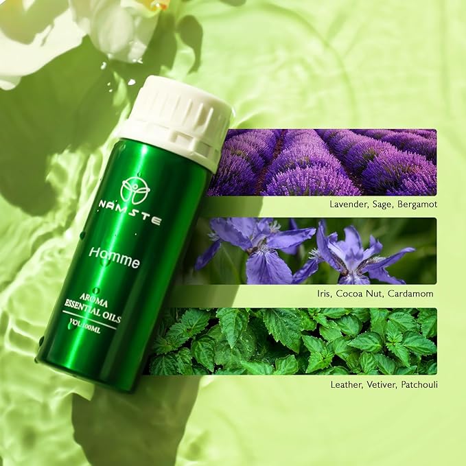 Home Essential Oils for Diffusers - Men - 3.38 Fl Oz Waterless Essential Oil - Lavender,Vetiver,Sage, Cocoa, Leather Scent, Long Lasting Aroma for Spa, Office & Home Humidifiers