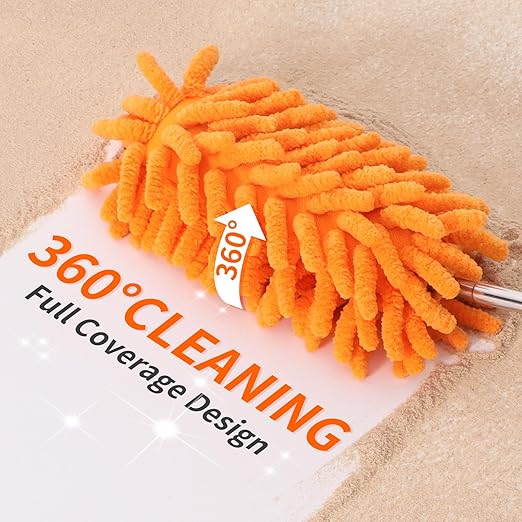 TIMIVO Mini Duster for Cleaning, 360° Bendable Hand Dusters with Extension Pole, Washable Small Duster for Car Interior, Office, Furniture