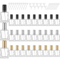 Domensi 30 Pcs 15 ml Glass Perfume Bottles Mini Glass Empty Spray Atomizer Bottles Bulk Refillable Perfume Dispenser Container with Pump Tool for Travel Cleaning Skin Care(Black, Gold, Silver)