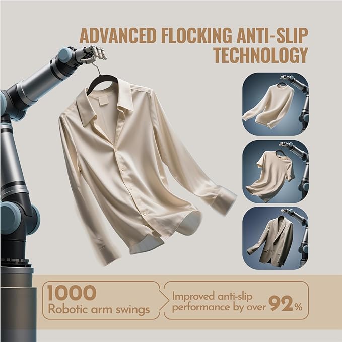 SIshynio 30 Pack Velvet Shirt Hangers, Non-Slip Slim Flocked Clothes Hanger with 360° Swivel Hook, Space-Saving Felt Hangers for Coats, Sweaters, Blouses, Tank Tops(Black)