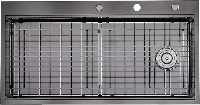 Workstation Topmount/Drop-in Stainless Steel Sink (Black Nano, 42 Inch Single Bowl)