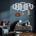 Square Metal Coat Rack, Luxury Modern Wall Mount, Geometric Square Metal Wall Mount, Geometric Clothes Hooks, Home Storage Hooks (White, 18"x53"|45x135cm)