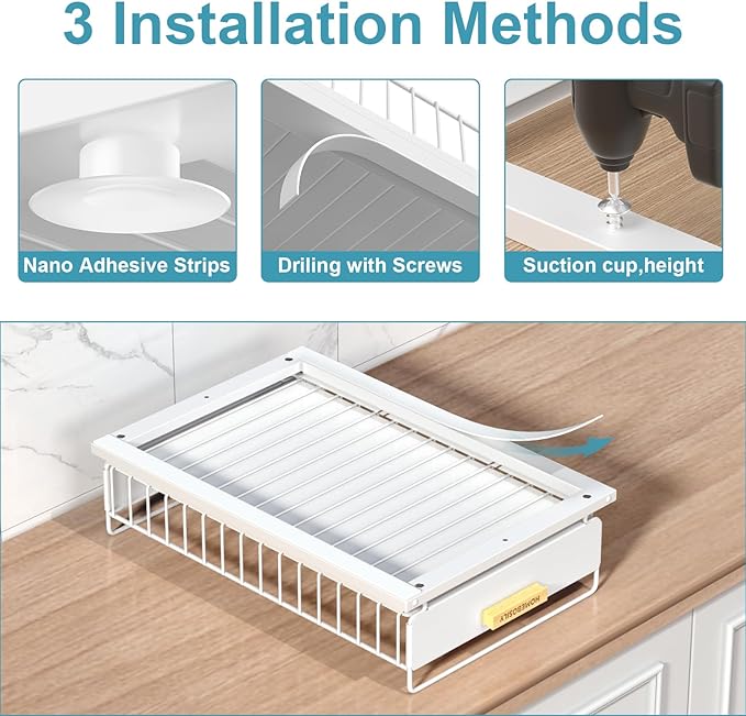 HOMEBOSILY Under Sink Organizer, 2 Pack Pull Out Kitchen Cabinet Organizer, Mute Slide-Out Under Sink Organizers and Storage, Metal Kitchen Bathroom Organizers and Storage Shelves, White