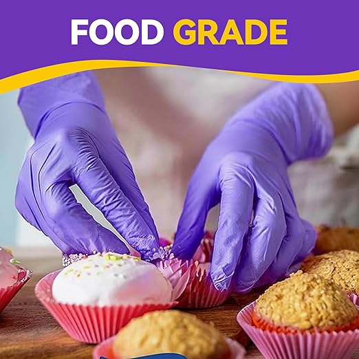 Basic Nitrile Exam Gloves, Medical Violet Blue Gloves Disposable Latex Free Powder-Free For Exam, Food Prep Cleaning, 100 Pcs, X-Large, NGPF1037