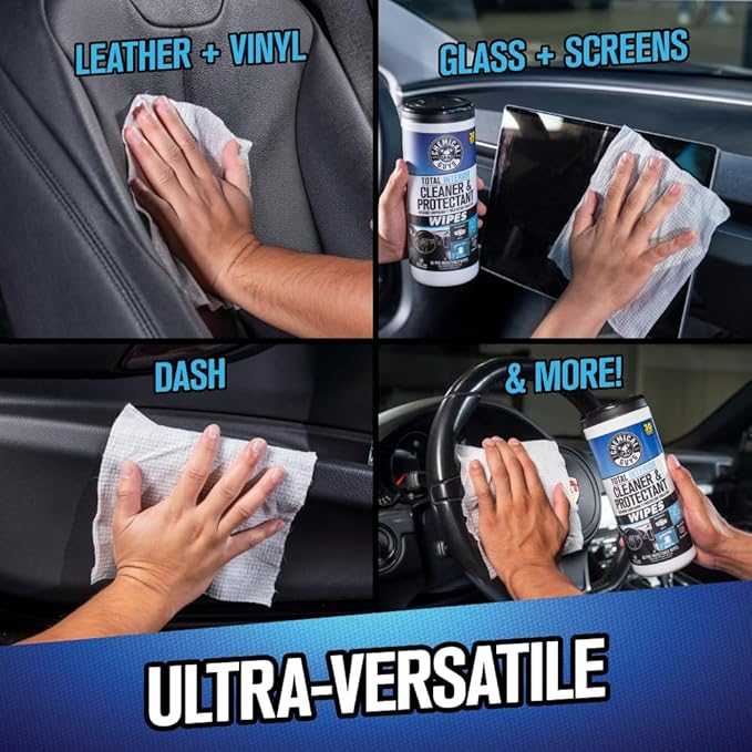 Chemical Guys Total Interior Cleaner & Protectant Canister Wipes, Great for Cars, Trucks, SUVs, RVs, & More (30 Ct) - PMWCSPI22030