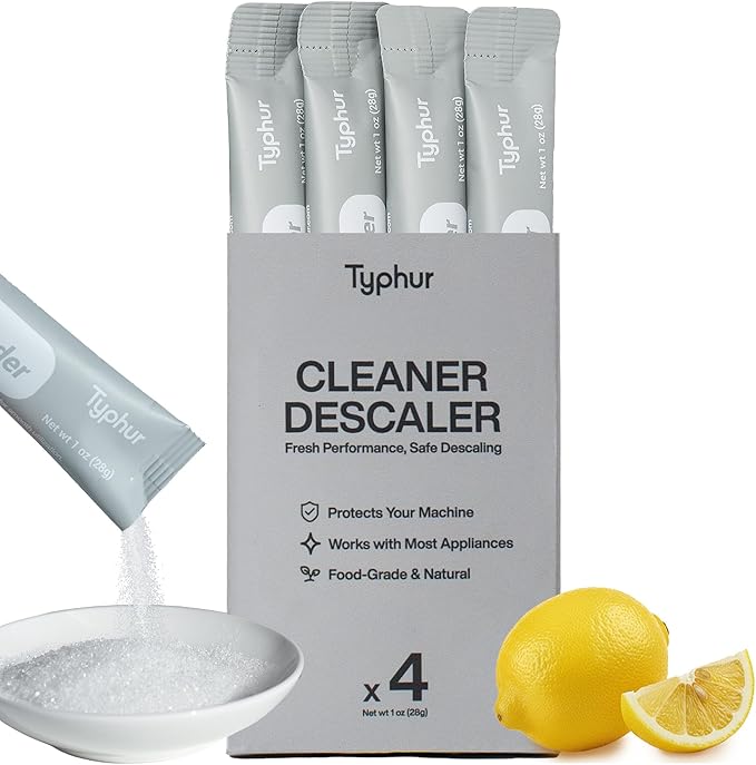 Typhur Ice Maker Cleaner and Descaler, 4 Individually Packed Uses, 100% Pure Citric Acid Powder, Ice Machine Cleaner to Improve Ice Taste, Compatible with Euhomy, Frigidaire, Opal, GE Profile