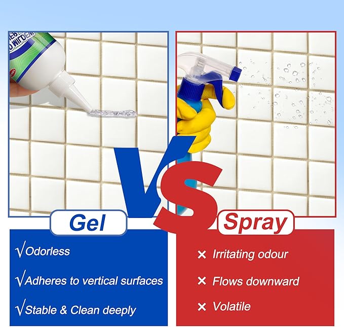 GELIVABLE Powerful Stain Remover Gel Cleaner Whitening Deep Cleaner for Washing Machine Seal, Bathroom Grout, Walls, Shower, Kitchen Sinks and Refrigerator Strips - 5 Fl Oz