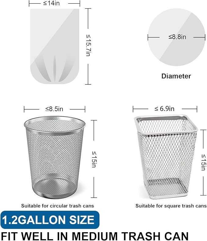 T.FORING 1.2 Gallon Mini Trash Bags Drawstring - 120 Count Thick Small Garbage Bags Unscented,White Trash Can Liners Strong Little Waste Basket Bags 4.5 Liter for Home Bathroom Office Car